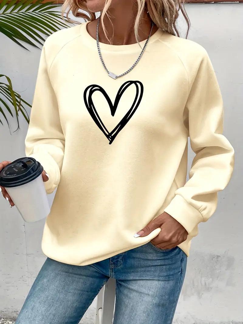 Nabia® | Herz Druck Pullover Sweatshirt