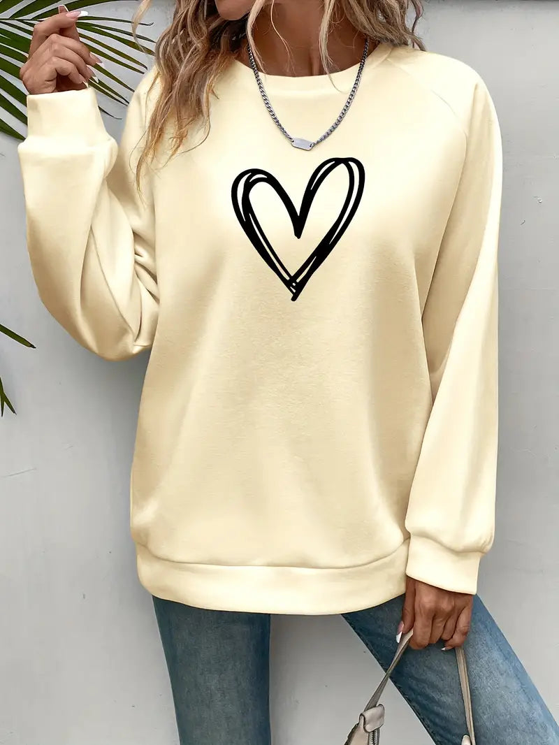 Nabia® | Herz Druck Pullover Sweatshirt